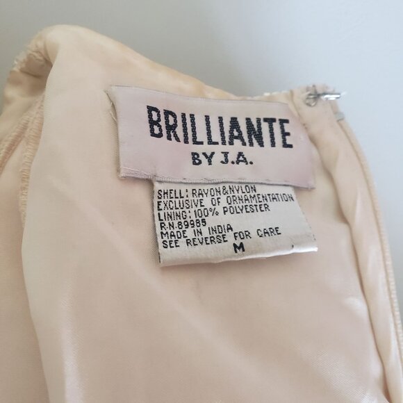 Vintage 80s Beaded Tiered White Cream Shift Dress Size M Wedding Elegant - Picture 7 of 13